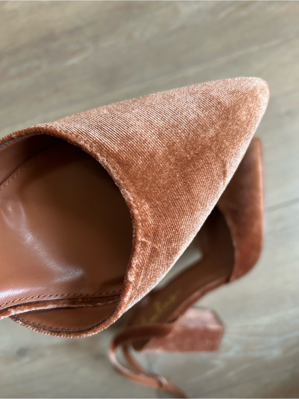 Viki Copper Velvet Pointed-Toe Ankle Strap Pumps - Picture 3 of 8